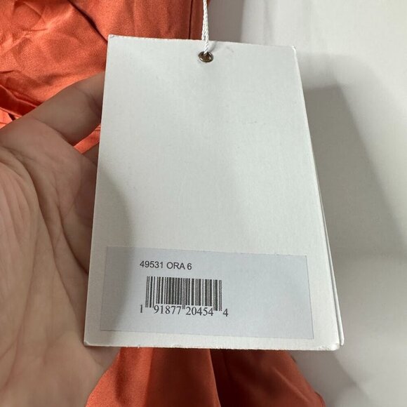 NWT Mac Duggal One Sleeve Cut Out Asymmetrical Ruffled Gown 6 Orange #8127 - Picture 6 of 8